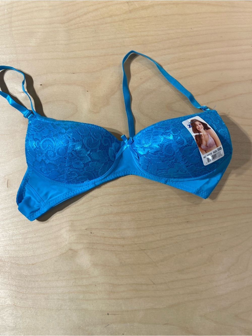 Blue Lace Push Up No Wire Bra 38B (SB)